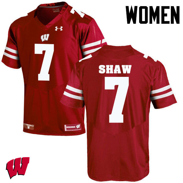 Wisconsin Badgers Women's #7 Bradrick Shaw NCAA Under Armour Authentic Red College Stitched Football Jersey MN40U00RK